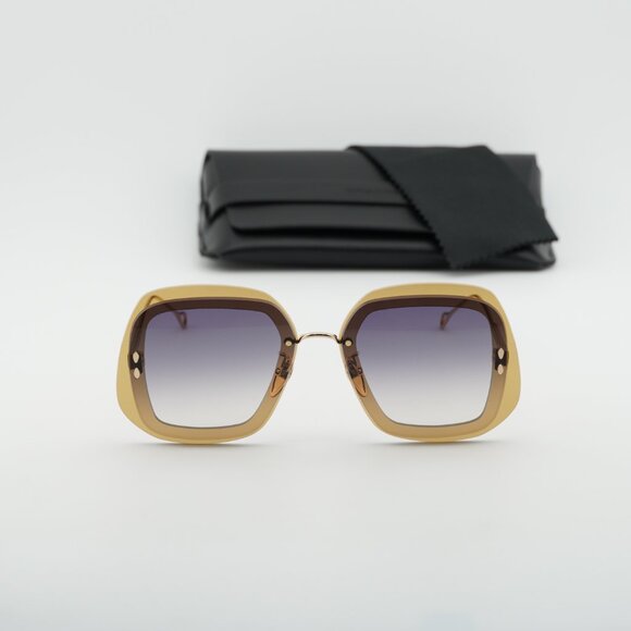 Isabel Marant IM 0047/S 0DYG 9O Geometric Sunglasses - Gold/Yellow/Smoke
